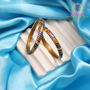 Lahriya Meenakari Bangles | Golden Lakh Base Traditional Design