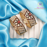 Kundan Meenakari Openable Kade | Pearl & Stone Work Golden Kada
