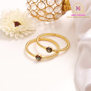 Antique Meenakari Kade with Top Stone Work | Golden Finish Kada