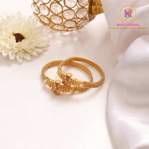 Pearl Work Openable Bracelet Bangles | Golden Finish Elegant Kada