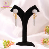 American Diamond Chain Dangler Earrings | Dual Tone Long Designer Earrings