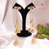 Kashmiri Bird Long Earrings – Red | Ghunghroo Chain Jhumki Danglers