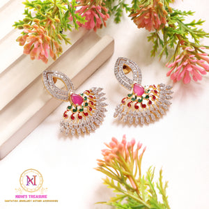 Ruby Meenakari AD Stud Earrings | Kundan Style Designer Studs
