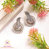 Black Polish AD Bali Earrings with Pearl Drop | Designer Stud Style