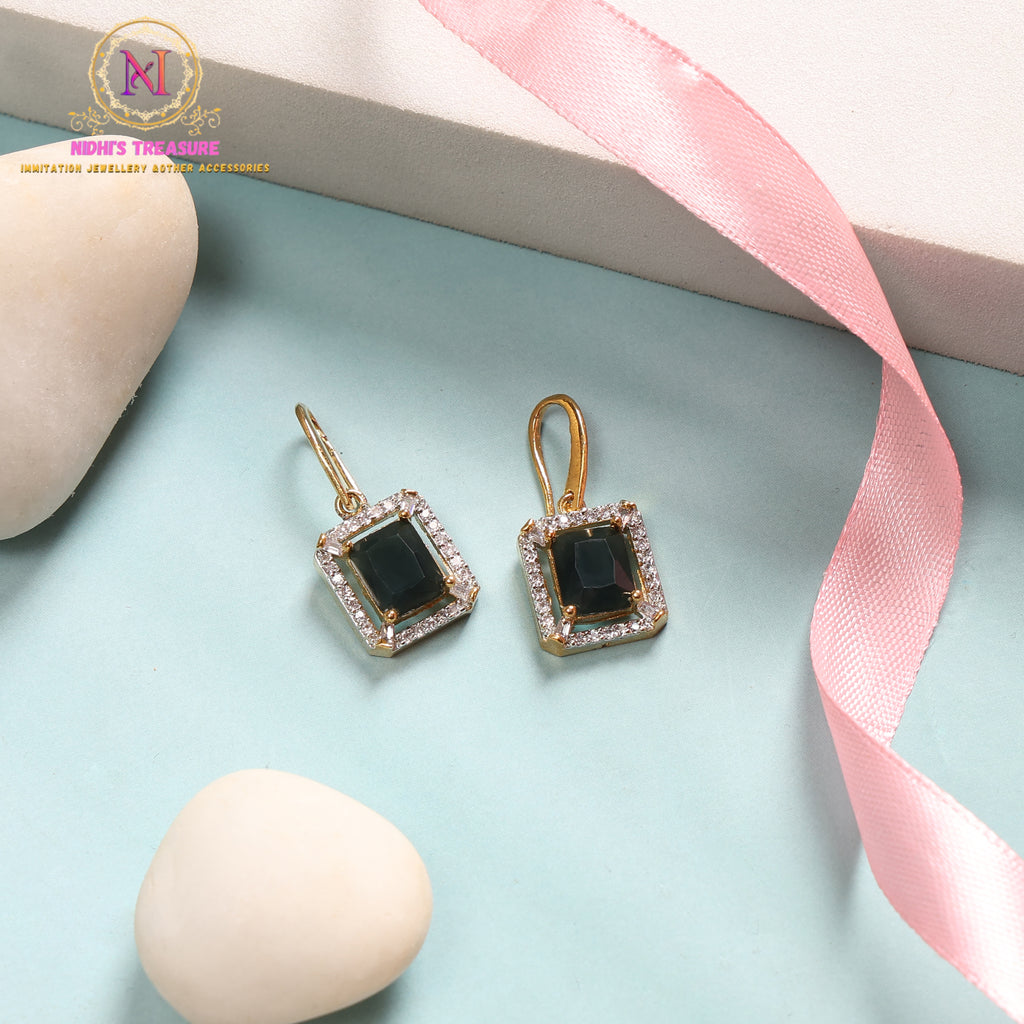 Navy Blue AD Dangler Earrings | Minimal Hanging Designer Style