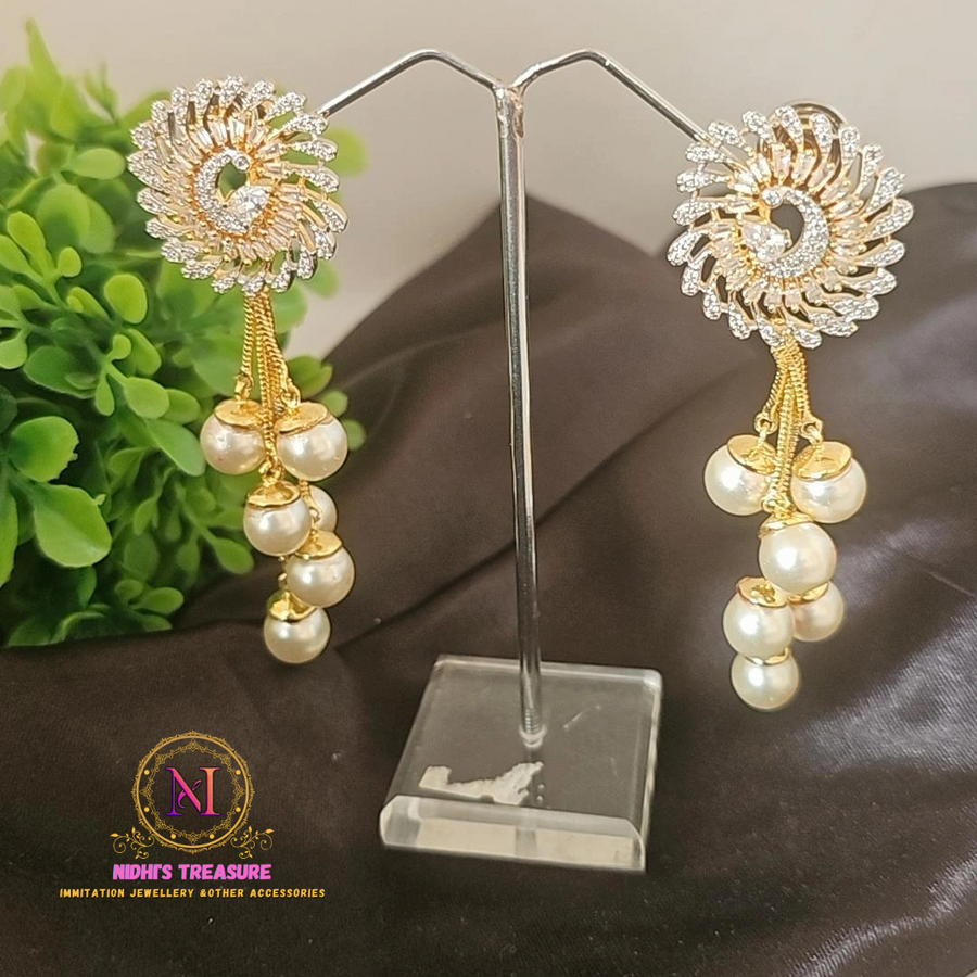 Shimmer Bloom Pearl Danglers