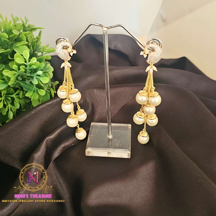 Peacock Pearl Drop Earrings