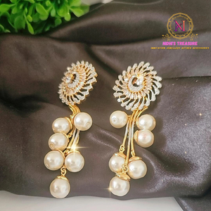 Shimmer Bloom Pearl Danglers