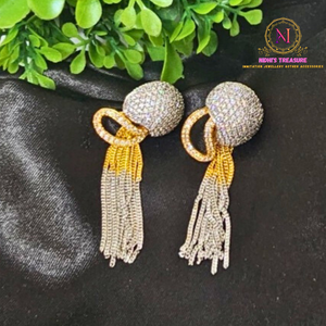 Dual Tone Loop Tassel Earrings