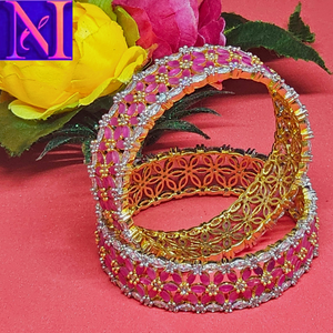 Pink color American Diamond Bangles